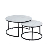 FURNITEX - L10-FX (C) Ława | biały marmur 80 + 60