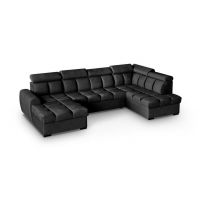 Mars Meble - GOMEZ U BLACK Narożnik z funkcją i pojemnikiem PROMOCJA