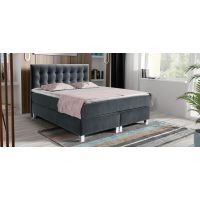 PMW - GUMI Łóżko kontynentalne z pojemnikiem | 140x200 | Wysokość zagłówka 120 cm | Materac Komfort | Topper HR