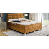 PMW - KAMA Łóżko kontynentalne z pojemnikiem | 160x200 | Wysokość zagłówka 140 cm | Materac Komfort | Topper HR