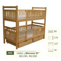 PANKAU - Łóżko piętrowe Werona II bez materaca piankowego (spanie 80/190)