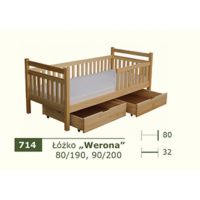 PANKAU - Łóżko parterowe Werona z materacem piankowym (spanie 90/200)