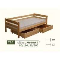 PANKAU - Łóżko parterowe Modest I z materacem piankowym (spanie 90/200)