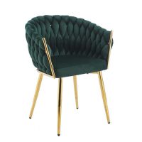FURNITEX - K7-FX (G) Krzesło | Velvet Riviera 38 | Zielony | Nogi złoty