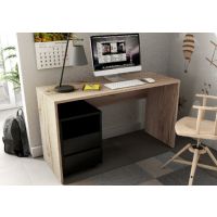 HELVETIA MEBLE WIERUSZÓW - AGAPI Biurko z kontenerkiem 24NWLZ07 | 2 szuflady | Laminat | Dąb Grand Naturalny | Onyks Czarny