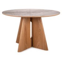 SIGNAL - ALZANO CERAMIC120 Stoł fi 120cm | Dąb | Ceramika biały PANDORO