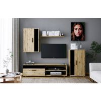 HALMAR - BENSON Meblościanka | dąb artisan/czarny | z EU