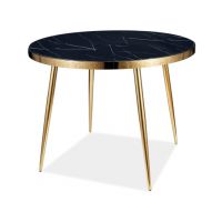 SIGNAL - CALVIN Stół 100 | Blat szkło hartowane z efektem marmuru | Stelaż złoty