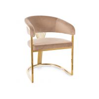 SIGNAL - CROWN Velvet Gold Krzesło | Tkanina | Beż Bluvel 28 | Stelaż złoty