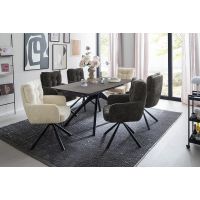 MC AKCENT - CERRITO Stół 160-220x90x76 | Ceramika marmur antracyt | Stelaż metal lakier czarny mat | CE16SMAM | DOSTĘPNE OD RĘKI