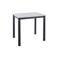 SIGNAL - DAMAR Stół 80x60 | Biały efekt marmuru | Czarny mat