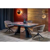 HALMAR - MARVIN Stół rozkładany 180-260x95 | Spiek- Bordowy marmur/czarny