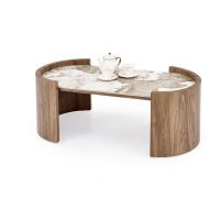 HALMAR - NICOSIA Ława | Spiek - beżowy marmur/jasny orzech