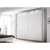 MC AKCENT - NIVEA Szafa 243 z drzwiami przesuwnymi | Oświetlenie | 2 x Półka | Szuflady | Stopery | Nóżki poziomujące | 671801-243