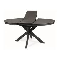 SIGNAL - PORTO CERAMIC Stół 120x120-160x76h | Ciemny szary efekt marmuru | Czarny