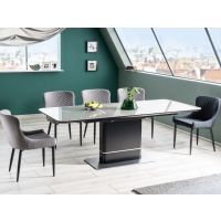 SIGNAL - PALLAS Ceramic Stoł 160-210x90cm | Szary efekt marmuru | Czarny mat