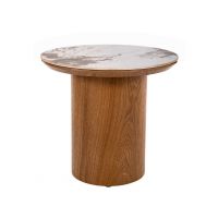 SIGNAL - RONDO CERAMIC Ława fi45x50 | Biały PANDORO | Dąb