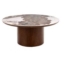 SIGNAL - RONDO CERAMIC Ława fi80x35 | Biały PANDORO | Orzech