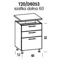 LIVEO - TIFFANY Szafka T20/D60S3 | Dolna 60 3 szuflady