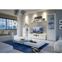 FURNITEX - MB2-FX Meblościanka | Biała | Z oświetleniem | 4 elementy