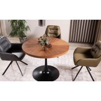 SIGNAL - AMADEO Stół okrągły 80x76 | Orzech | Czarny mat