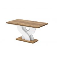 HUBERTUS - BELLISSIMA LAMI Stół 160-256x89 | Blat Dąb Pradawny | Nogi Biały połysk