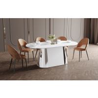 HUBERTUS - GLAMOUR CAPITOLO Stół 160-208x89 | Biały połysk | Chrom