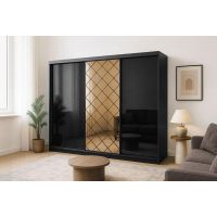 ARKOS - CARO Szafa | 250 cm | Czarny połysk