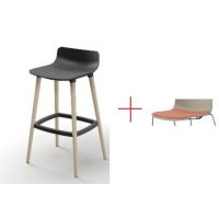 BGROUP - COWORKER Hoker SPL SH130H | Stelaż Drewniany | Oparcie z Tworzywa | Siedzisko z Tapicerowaną Nakładką | Wysoki