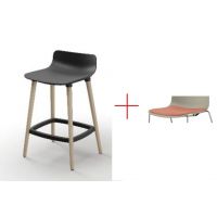 BGROUP - COWORKER Hoker SPL SH130L | Stelaż Drewniany | Oparcie z Tworzywa | Siedzisko z Tapicerowaną Nakładką | Niski