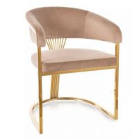 SIGNAL - CROWN Velvet Krzesło | Tkanina Beż Bluvel 28 | Stelaż złoty | DOSTĘPNE OD RĘKI