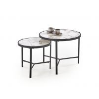 HALMAR - FATIMA Ława | zestaw | Spiek- biały marmur/czarny