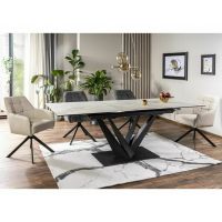 SIGNAL - SORENTO CERAMIC NATURE CLOUD Stół rozkładany 160-220x90x76 | Biały mat | Czarny mat