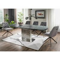 SIGNAL - MONCLER CERAMIC VERDE ALPI Stół 160-240x90 | Morski mat | Srebrny