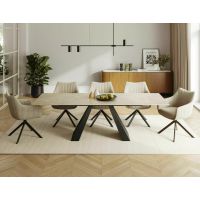 SIGNAL - SALVADORE CERAMIC DIAMOND CREAM Stół 160-240x90x76 | Krem mat | Nogi Czarny mat | DOSTĘPNE OD RĘKI