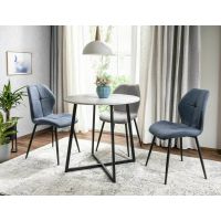 SIGNAL - LUNA Stół okrągły | Biały efekt marmuru | Czarny