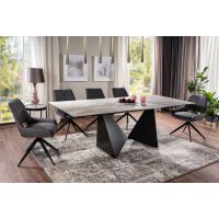 SIGNAL - PETERSON CERAMIC STATUARIO VENATO Stół 160-240x90 | Biały mat | Czarny mat