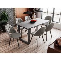 Meblarz - GRAND Stół prostokąt 150-190x80 | Blat Kaszmir | Nogi Metal czarny | DOSTĘPNE OD RĘKI