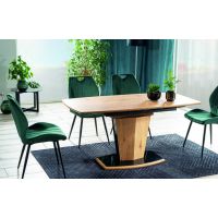 SIGNAL - HOUSTON Stół rozkładany 120(160)x80x76 cm | Blat Dąb | Stelaż dąb i czarny lakier