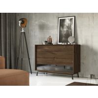 KATMANDU MEBLE - MODERN LOFT Komoda 4S z szybą | Tabacco | PLMOL04ST