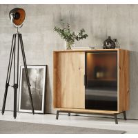 KATMANDU MEBLE - MODERN LOFT Komoda Barek z szybą | Dąb | PLMOL01S
