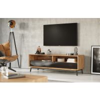 KATMANDU MEBLE - MODERN LOFT Szafka RTV 2.1 ze szkłem | Dąb | PLMOL08S