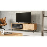 KATMANDU MEBLE - MODERN LOFT Szafka RTV 2D ze szkłem | Dąb | PLMOL07S