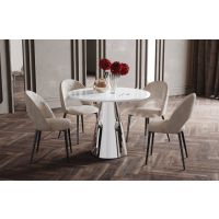 HUBERTUS - GLAMOUR PINETO Stół 100 | Biały połysk | Chrom