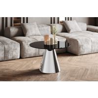 HUBERTUS - GLAMOUR PINETO MINI Ława 80 | Czarny połysk | Chrom