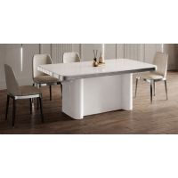 HUBERTUS - GLAMOUR PORTOFINO Stół 160-412x100 | Biały połysk | Chrom