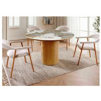SIGNAL - RONDO CERAMIC Stoł fi 120cm | PANDORO Biały | Dąb