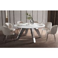 HUBERTUS - GLAMOUR ROTANTE Stół 160 | Biały połysk | Chrom