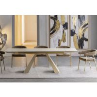SIGNAL - SALVADORE CERAMIC Stół rozkładany 160-240x90x76 | TRAVERTINE Beż | Kaszmir