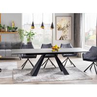 SIGNAL - SALVADORE CERAMIC Stół 180-260x90x76 | Blat Ceramic Szary marmur | Nogi Czarny mat